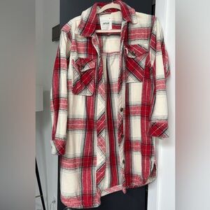 Aerie Red and White Plaid Shacket